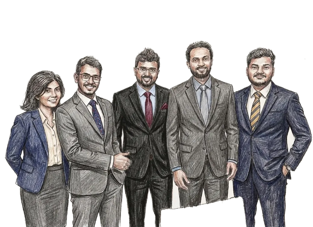 The Atelier Optimatix team, standing side by side as a darkened group silhouette