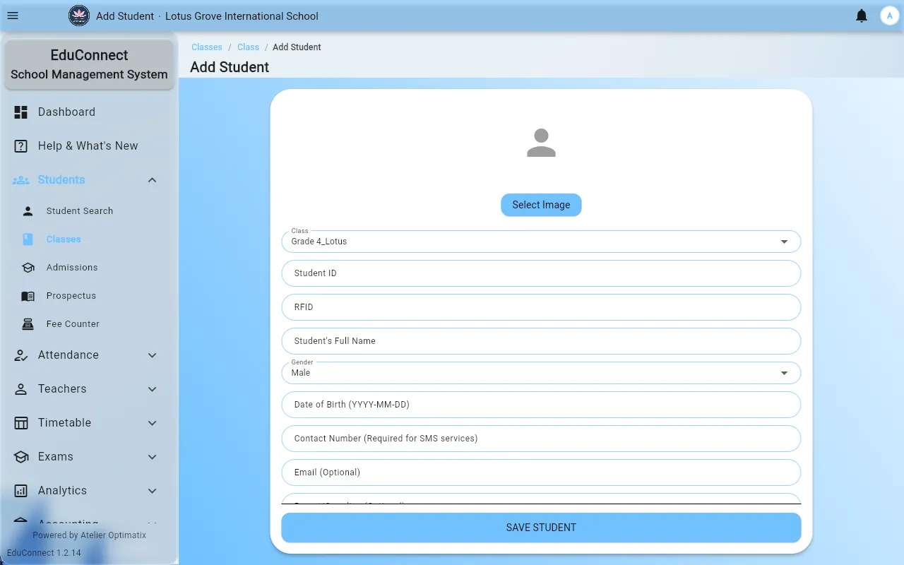 tutorial add a student