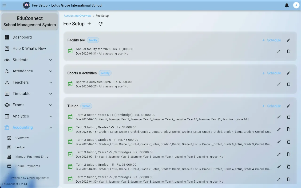 tutorial fee setup
